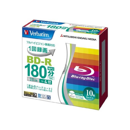Verbatim BluRay 25GB 4x Speed BD-R Blu-ray Recordable Disk 10 Pack in Jewel Cases Ink-jet Printable