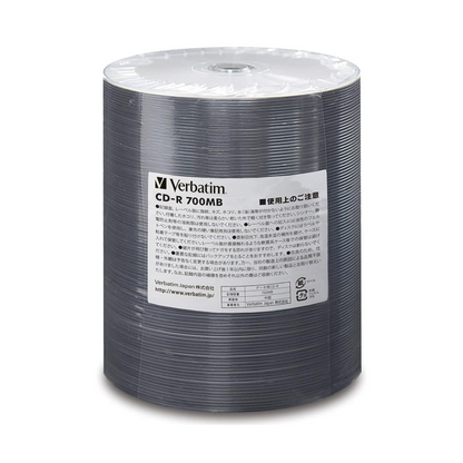 Verbatim SR80SW600BZ 1-Time Recording CD-R 700MB 600 Sheets Simple Commercial Packaging Wide White Printer 48X Speed Single Layer Single Layer