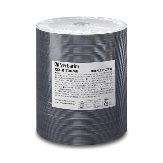 Verbatim SR80SW600BZ 1-Time Recording CD-R 700MB 600 Sheets Simple Commercial Packaging Wide White Printer 48X Speed Single Layer Single Layer