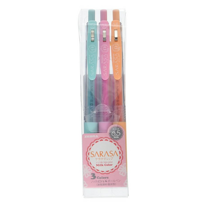 Zebra Sarasa Clip 0.5mm Ballpoint Pen, 3 Color Set (JJ15-3C-MK )