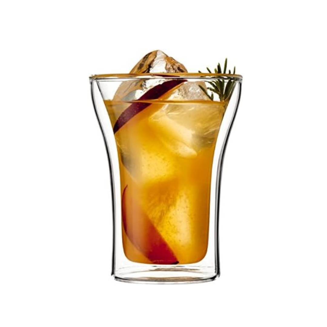 BODUM Glass Cup Tumbler ASSAM Double Wall Glass 250ml Set of 2 Insulates Against Heat and Cold