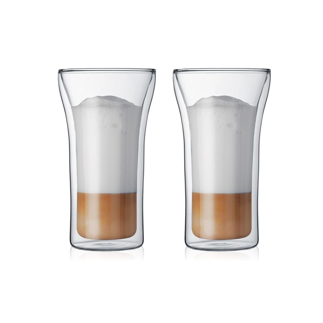 BODUM Glass Cup Tumbler ASSAM Double Wall Glass 250ml Set of 2 Insulates Against Heat and Cold