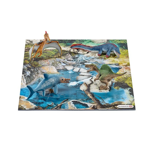 Schleich North America Mini Dinosaurs with Water Hole Puzzle