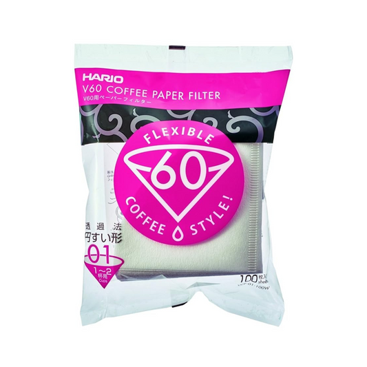 Hario V60 Filter Papers (Fits 01 Size Pour Over Cups, Bleached White) 100 units (Pack of 1)