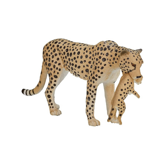 Mojo Cheetah Female with Cub Toy Figure