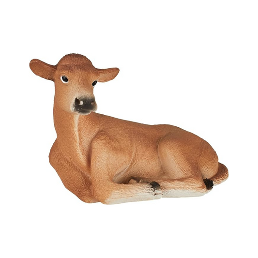 Mojo Fun 387144 Jersey Calf Lying - Realistic Farm Animal Toy Cow Replica