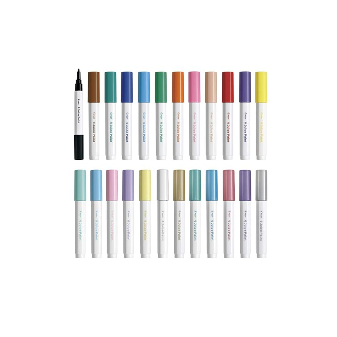 Pilot SJP120FN-6CM Water Based Pen, Juice Paint, Fine Point, Round Tip, Metallic Curler, 6 Colors