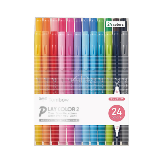 TOMBOW Pencil Water-based Sign Pen 24 Colors (Thick & Thin Twin Type) Color Pen Play Color 2 GCB-012