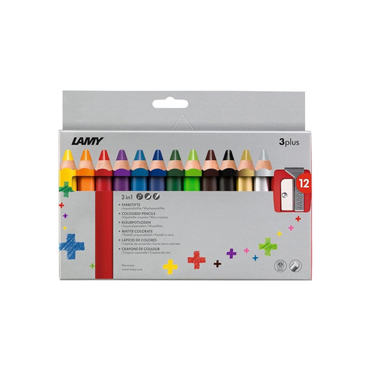 LAMY 3plus Crayons 12 Pieces Including Sharpeners