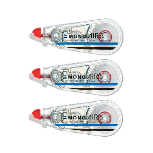TOMBOW KPB-325 Pencil Correction Tape 0.2 Inch (5 mm)  Mono Air (Light Touch, High Adhesion Tape), Single Use Type, 32.8 ft (10 m), 3 Pieces