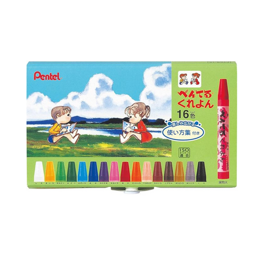 Pentel Crayons PTCR-16, 16 Color Set, Instructions Included