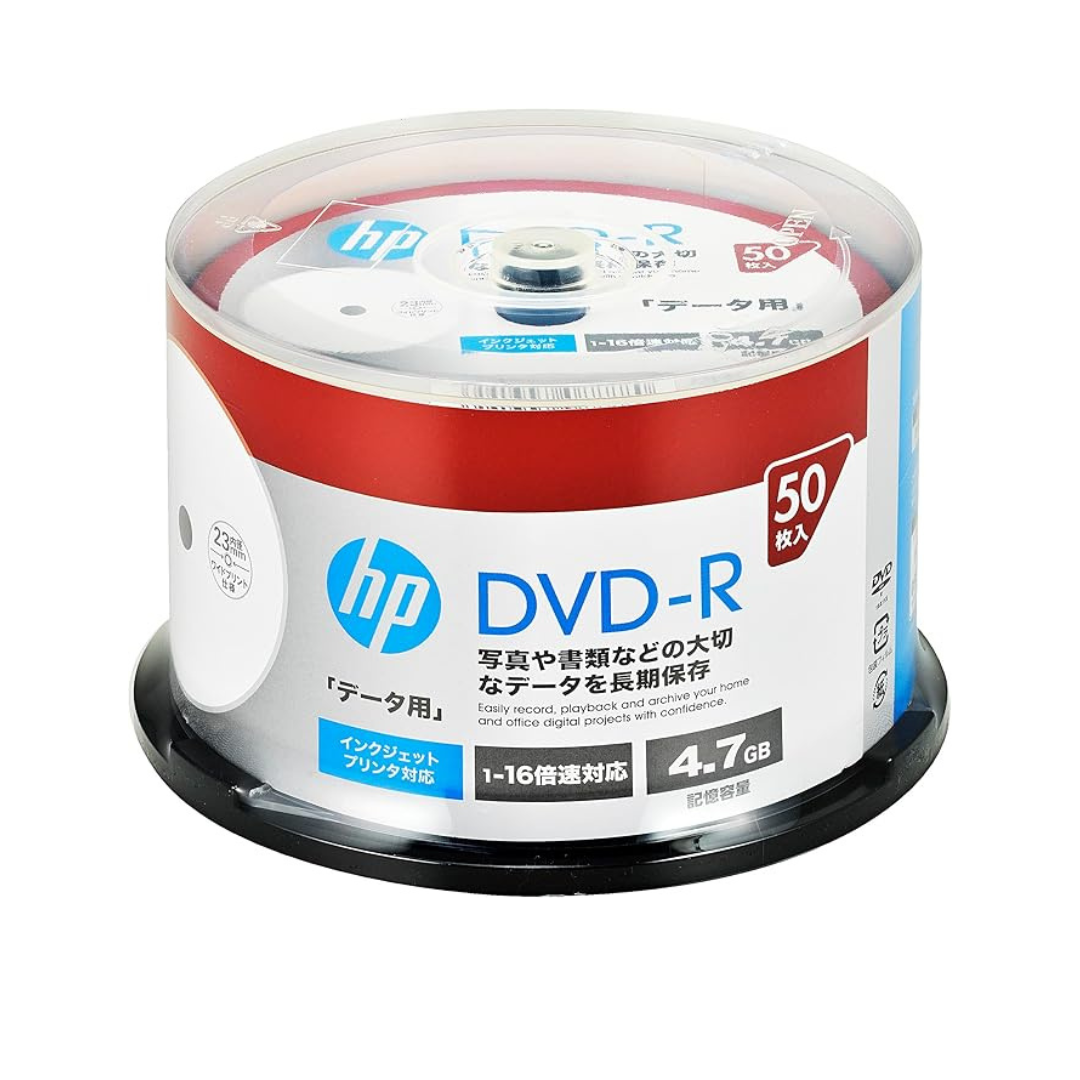 Verbatim Hp DHR47JP50SH1 Single Record DVD-R 4.7GB 50 Sheets Inkjet Printer Compatible, White, 1-16x, Single Side, Single Layer