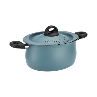 Bialetti Taste of Italy Nonstick Pasta Pot with Strainer Lid, 5.5 Quart, Teal