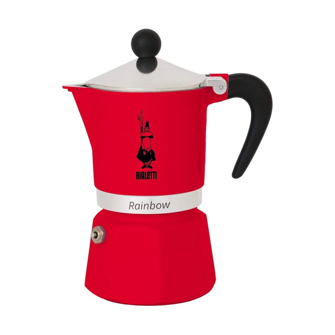 Bialetti Rainbowi - Stovetop Espresso Coffee Maker - Red - Various Sizes 6 Cups Red 4963