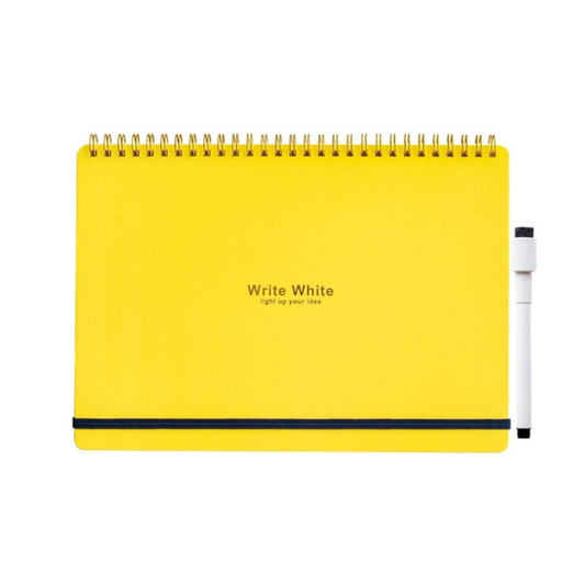 Gakken Sta:ful ww White Whiteboard Notebook, B5, Yellow