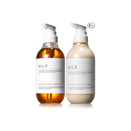 NILE Damage Care Shampoo Treatment Set, 13.5 fl oz (400 ml) Each (Apple Bloom Scent) (Damage Care Shampoo & Treatment Set, Quality Renewal)