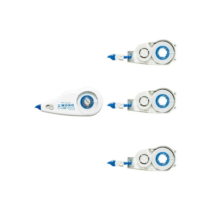 TOMBOW Pencil Correction Tape  Mono CX (Body, 0.2 Inch (6 mm) Width 1 Piece, CT-CX6 & MonocR CT-CR6 (Cartridge 6mm Wide, 3 Pieces) Set