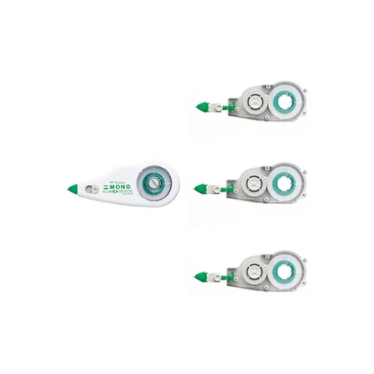 TOMBOW Pencil Correction Tape  Mono CX (Body, 0.2 Inch (6 mm) Width 1 Piece, CT-CX6 & MonocR CT-CR6 (Cartridge 6mm Wide, 3 Pieces) Set