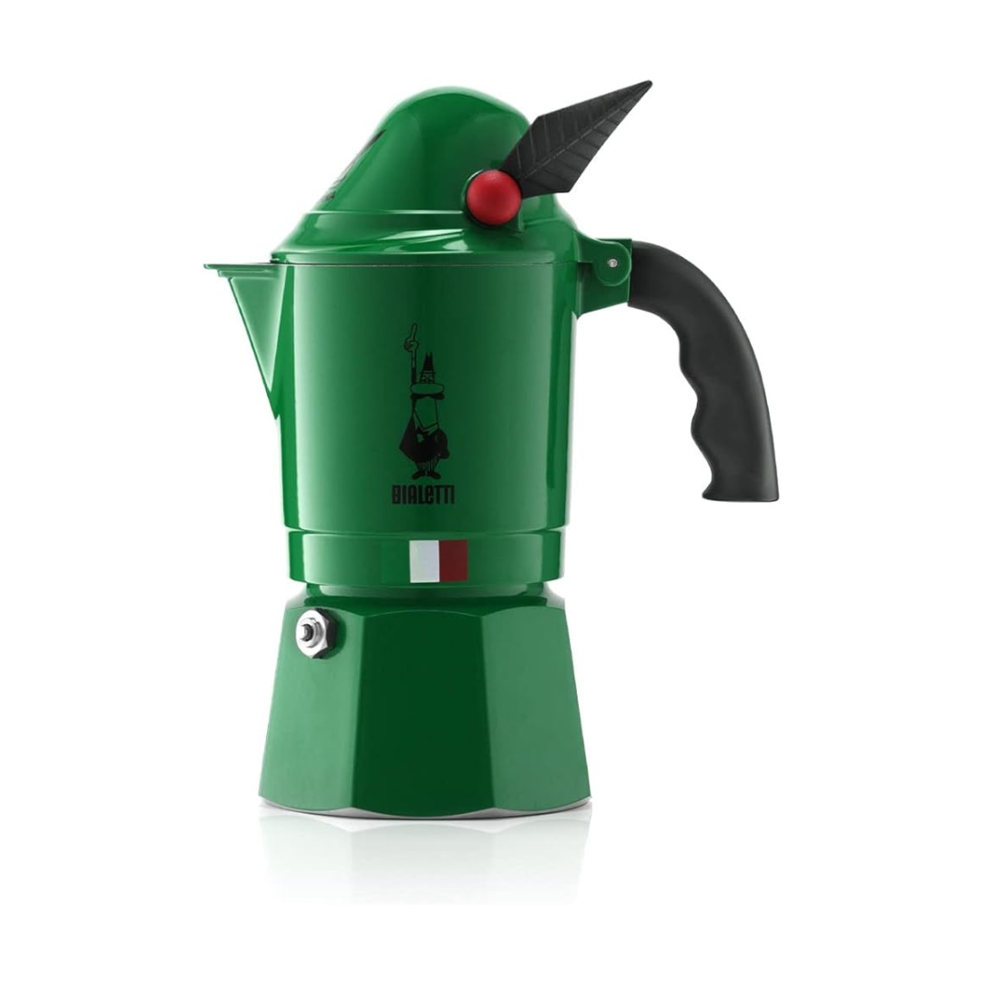 Bialetti Espresso Maker, Direct Fire, Moka Alpina, 3 Cups, Coffee Makinetta, Green, 0002762