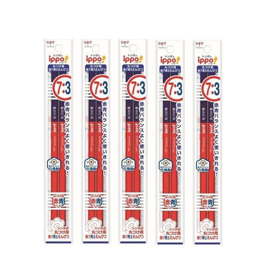 Tombow Red Blue Pencils (Red 7: Blue 3), Ippo  Round 10 Pens (2 x 5 Pack) BCA-263-5P