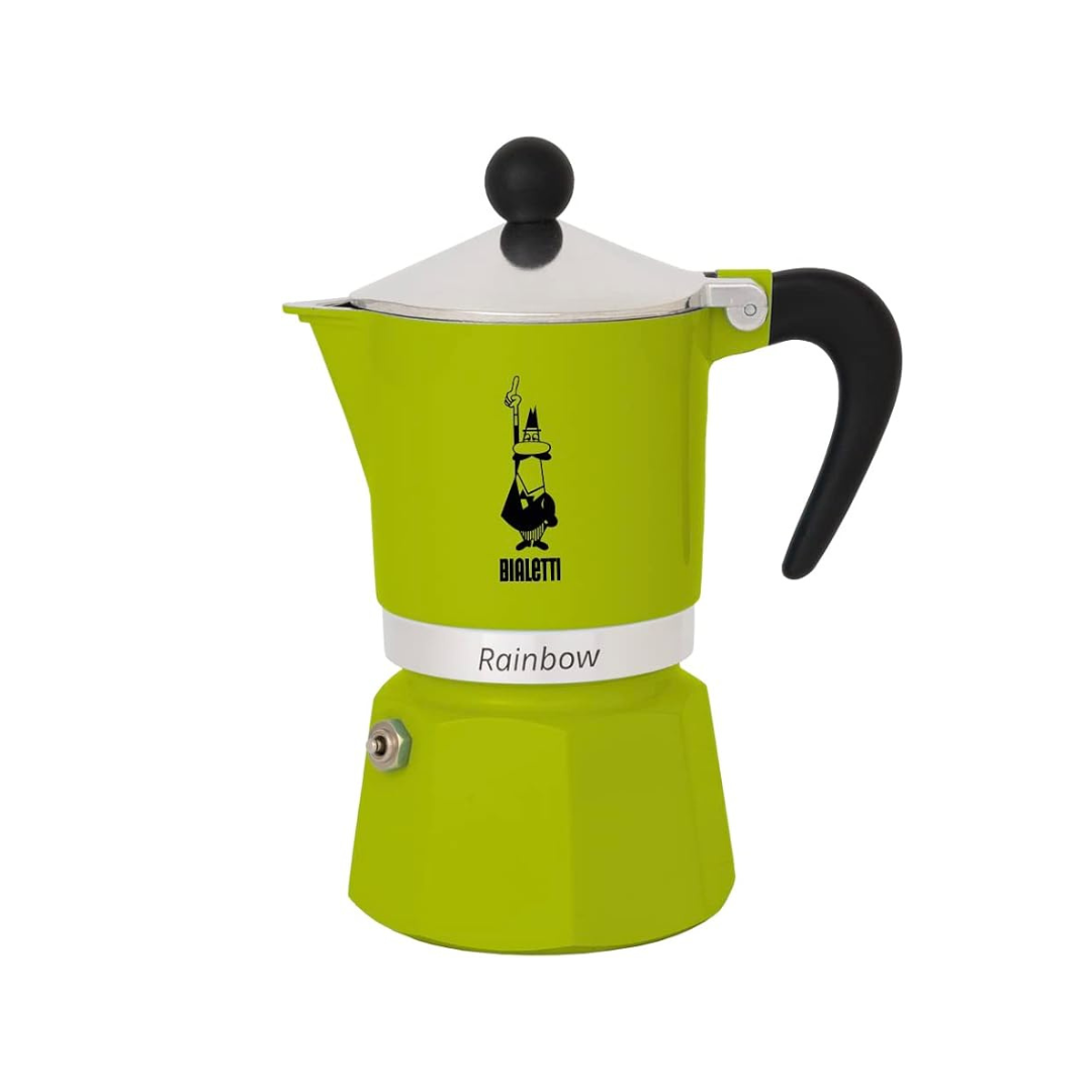 Bialetti Rainbow 3-Cup Green Direct Fire Coffee Maker Espresso Maker Makinetta