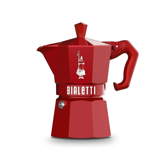 Bialetti Mocha Exclusive Italian Red for 3 Cups, Direct Fire (Coffee Maker, Espresso Maker, Makinetta)