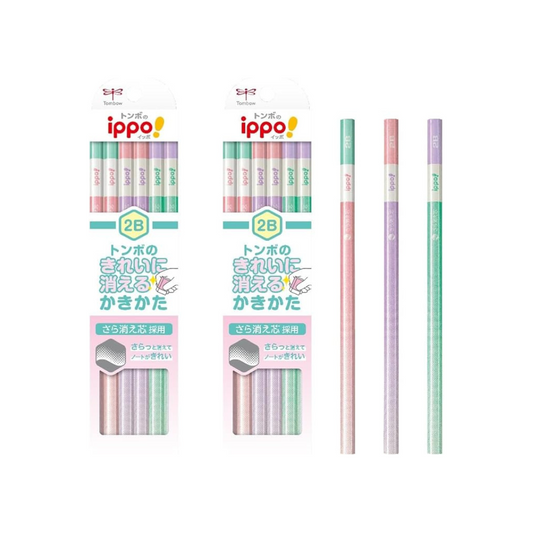 TOMBOW Pencil, Ippo Erases Cleanly Kakata Pencil 2B 1 Dozen Pink KB-KSKW01-2B (x2)