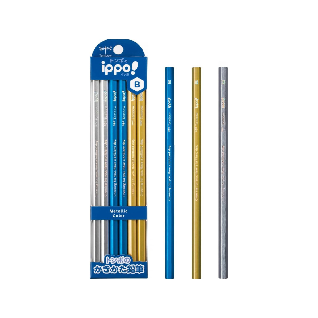 TOMBOW Pencil Ippo KB-KPM04-B Kakikata Pencil B, Plain Blue