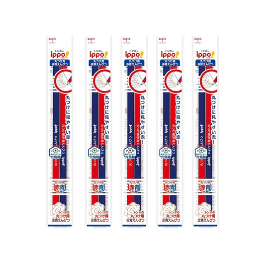 TOMBOW Dragonfly Pencil, Red and Blue Pencil, Ippo For Round Use, 1 Dozen CV-KIVP + Tombow Pencil, Eraser, MONO, For Learning, Pack of 4 JCC-411AZ