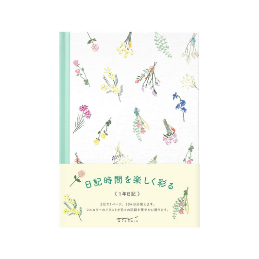 Midori 12879006 Diary, Dried Flower Pattern