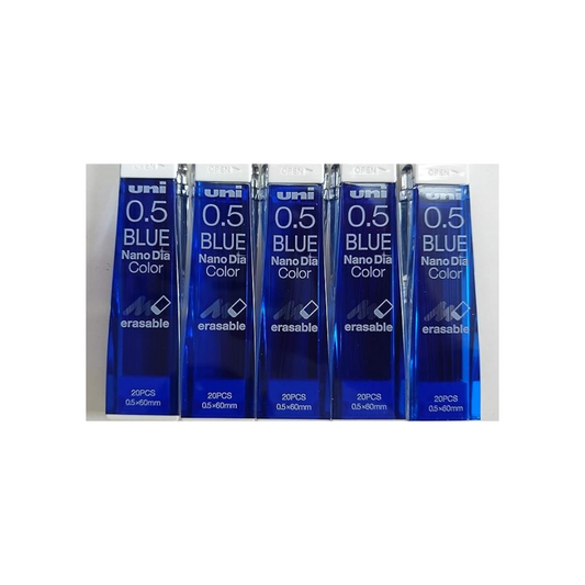 Uni NanoDia Color Mechanical Pencil Leads 0.5mm Blue, 5 Pack/Total 100 Value Set