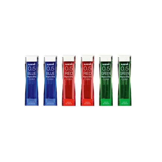 Uni NanoDia Color Mechanical Pencil Leads 0.5mm 3 Set, 6 Pack/Total 120