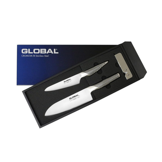 Global 3 Piece Set Santoku GST-46 (Petty Knife Santoku Knife Sharpener Speed)