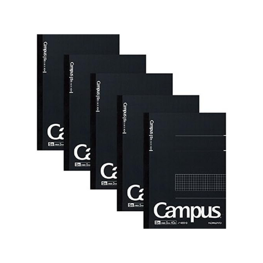 Kokuyo Campus Notes Semi B 5 5 mm Grid Ruler 40 Sheets Black × 5
