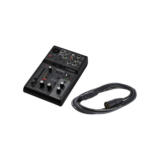 Yamaha AG03MK2 B MC Live Streaming Mixer 3m Microphone Cable Set, 3 Channels, Black
