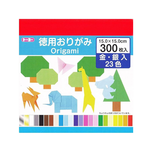 Toyo 090204 Economical Origami, 15 cm x 15 cm Square, 23 Colors, 300 Pieces