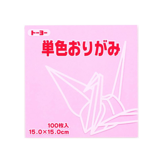 Toyo Origami, Single-sided Origami, Single Color, 15cm Square, Light Pink, 100 Sheets, 064123