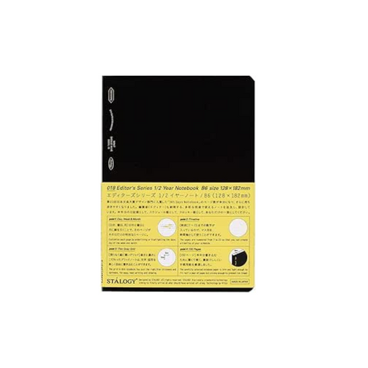 Nitoms S4123 STALOGY Notebook, 1/2 Ear, B6, Squared, Black