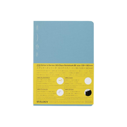 Nitoms S4121 STALOGY Notebook, B6, Squared, 365 Days Notebook, Blue