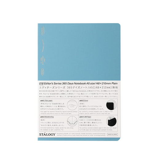 Nitoms S4141 STALOGY Notebook, 365 Days Notebook, A5, Plain, Blue