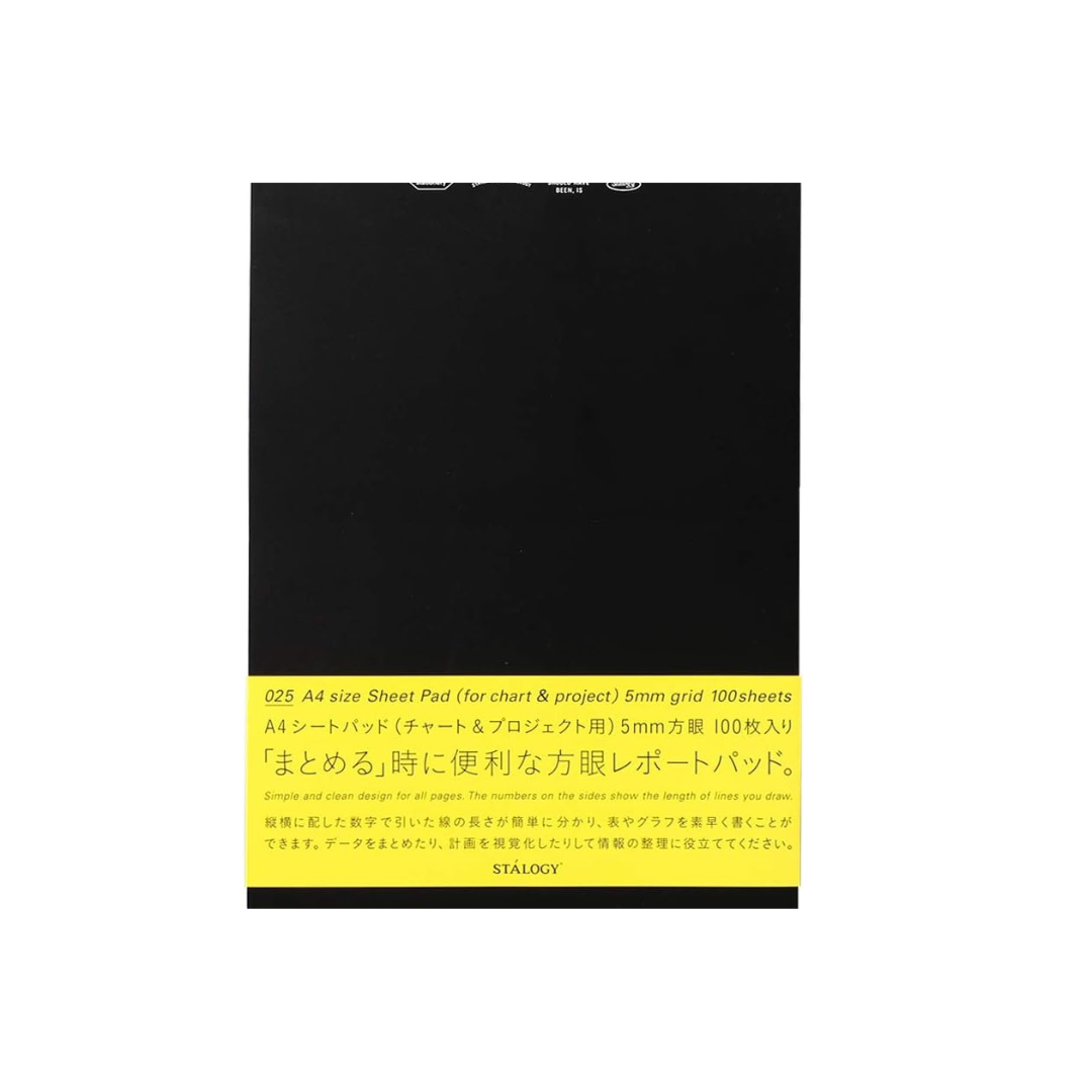 Nitto Sheet Pad STALOGY A4 Vertical Project & Chart Black S4200