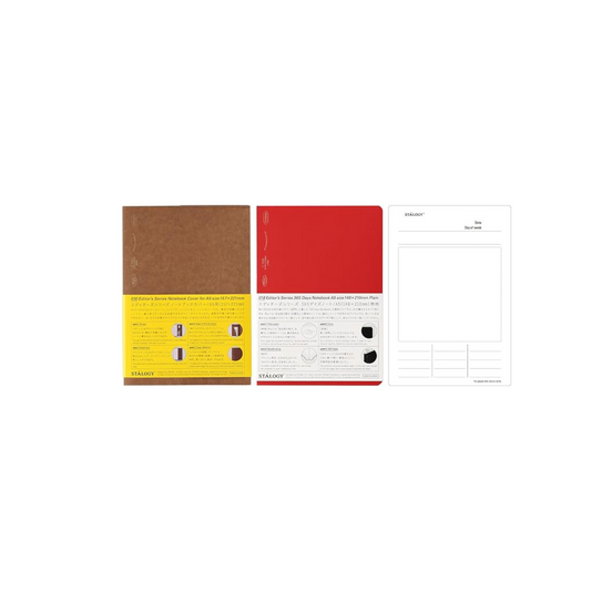Nitoms SS0089 STALOGY Notebook Cover, 365 Days Notebook, A5, Plain, Camel, Red, Limited Set