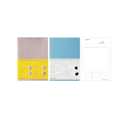Nitoms SS0088 STALOGY Notebook Cover, 365 Days Notebook, A5, Plain, Gray, Blue, Limited Set