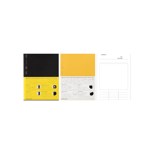 Nitoms SS0087 STALOGY Notebook Cover, 365 Days Notebook, A5, Plain, Black, Yellow, Limited Set