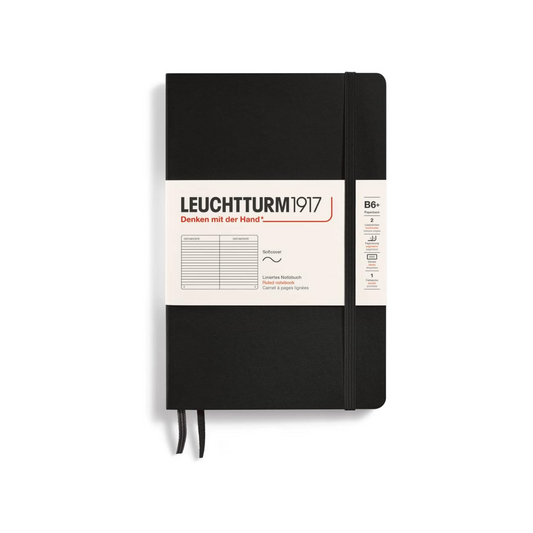 Leuchtturm Notebooks Softcover Paperback (B6+) Black Softcover Pepper Bag (B6+) Horizontal Ruled 358288
