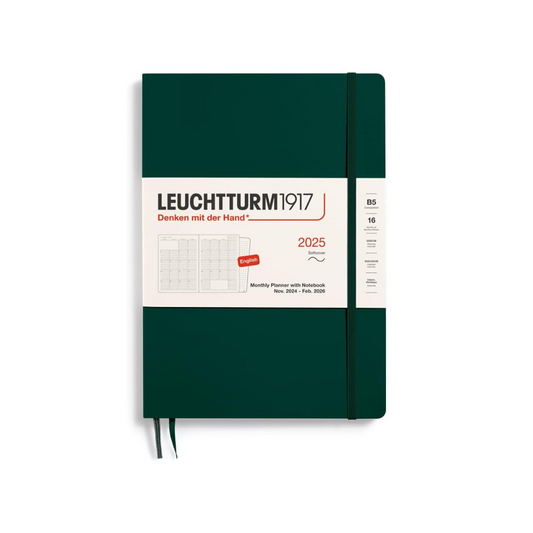 Leuchtturm 370710 Notebook, Begins in January 2025, B5, Monthly, Soft Forest Green