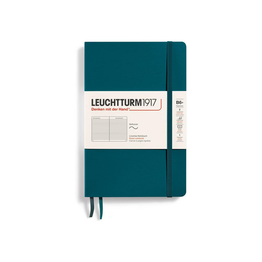 Leuchturm Notebooks Softcover Paperback Pacific Green Softcover Pepper Bag (B6+) Horizontal Ruled 359678