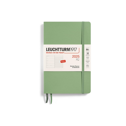 Leuchtturm 370656 Notebook, Begins in January, 2025, B6, Weekly Soft, Sage