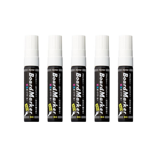 Raymay Fujii 220659 Chalkboard Board Markers, Fluorescent, Thick, LBM1048W, Set of 5, White