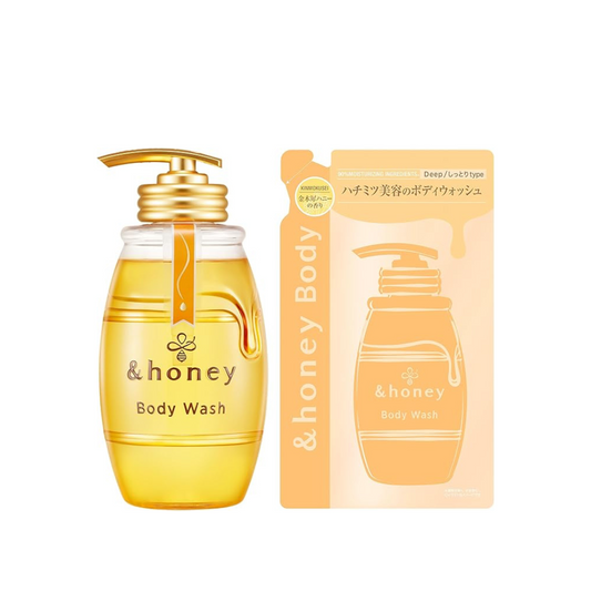 & Honey Gel Body Wash, Deep Moist, 16.9 fl oz (500 ml) + Refill 15.3 fl oz (440 ml)